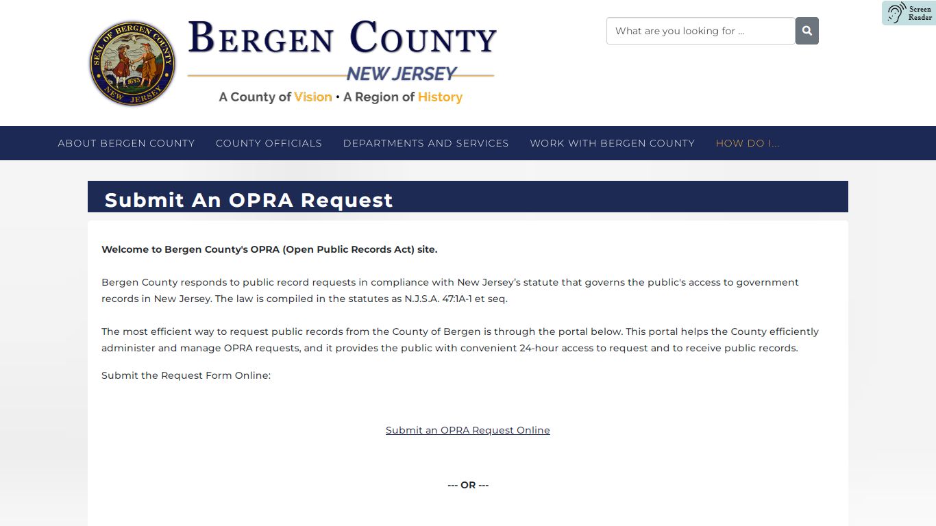 Submit an OPRA Request - Bergen County New Jersey