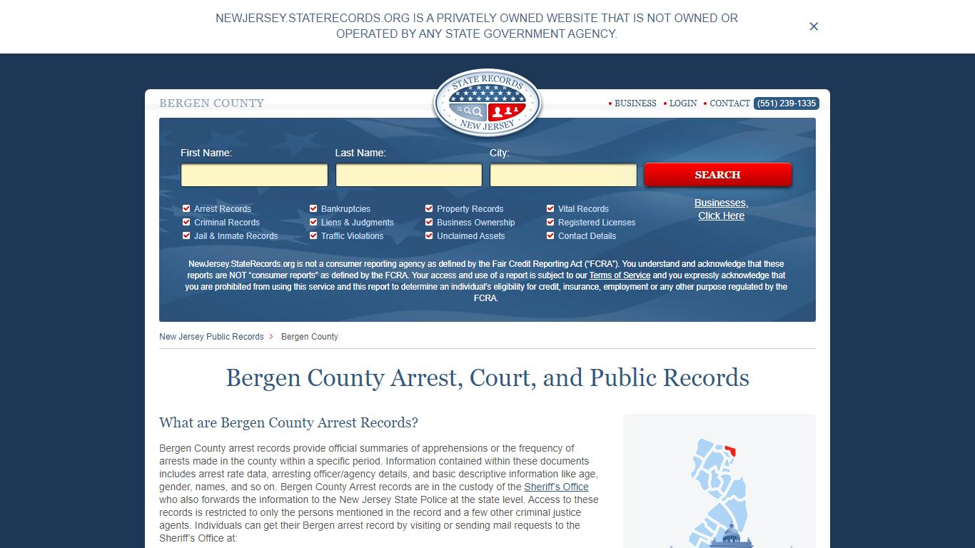 Bergen County Arrest, Court, and Public Records